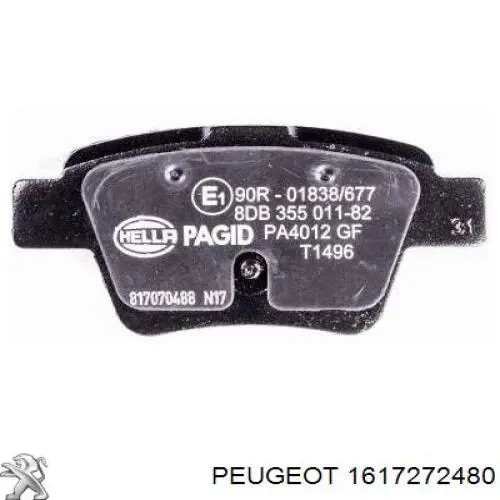 Задні гальмівні колодки 1617272480 Peugeot/Citroen