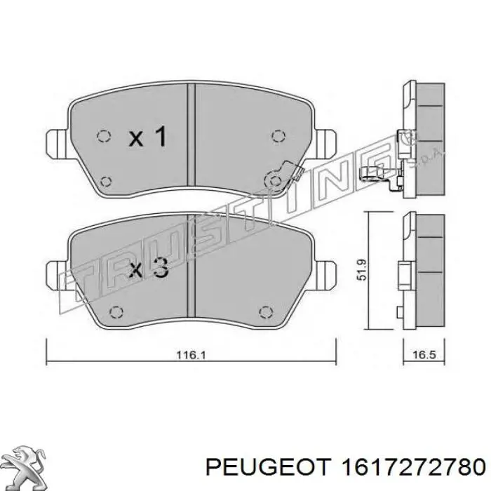 1617272780 Peugeot/Citroen колодки гальмівні передні, дискові