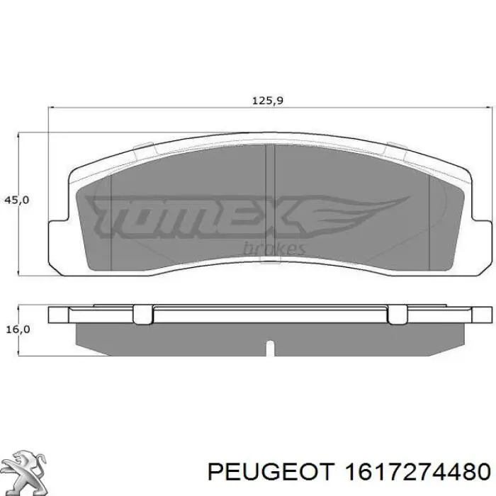 1617274480 Peugeot/Citroen колодки гальмівні передні, дискові