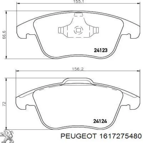 Колодки гальмівні передні, дискові 1617275480 Peugeot/Citroen