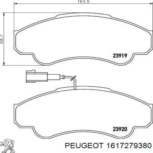 Купити 1617279380 Peugeot/Citroen Колодки гальмівні передні, дискові
