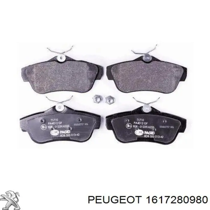 Задні гальмівні колодки 1617280980 Peugeot/Citroen