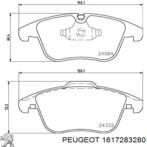 Гальмівні колодки Peugeot/Citroen 1617283280 ціна, від 41.44 USD
