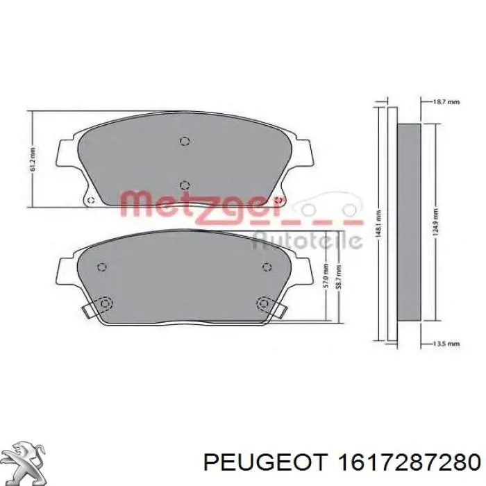 1617287280 Peugeot/Citroen Передні гальмівні колодки