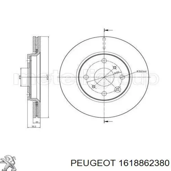 Диск переднього гальма Peugeot/Citroen 1618862380 ціна, від 28.68 USD