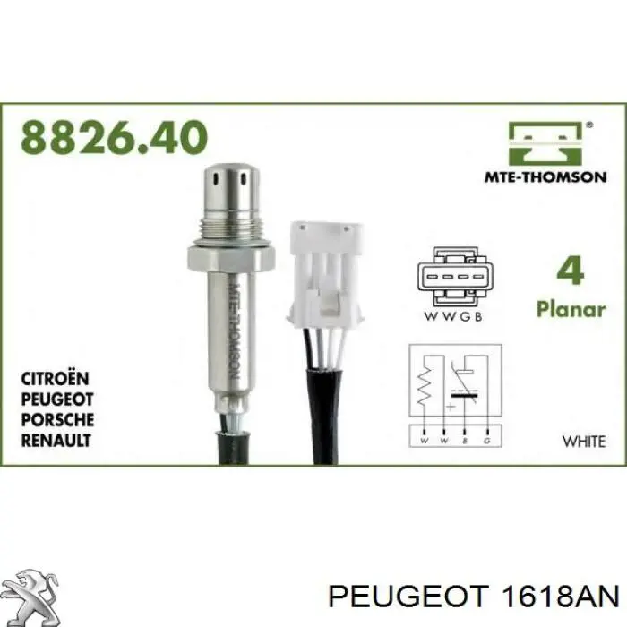 Лямбдазонд, датчик кисню після каталізатора Peugeot/Citroen 1618AN ціна, від 46.88 USD