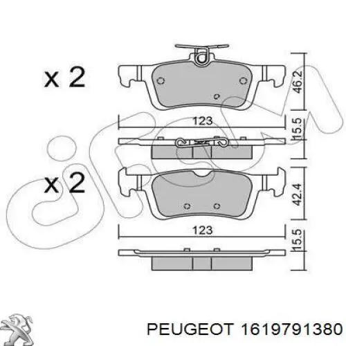 1619791380 Peugeot/Citroen Колодки гальмівні задні, дискові