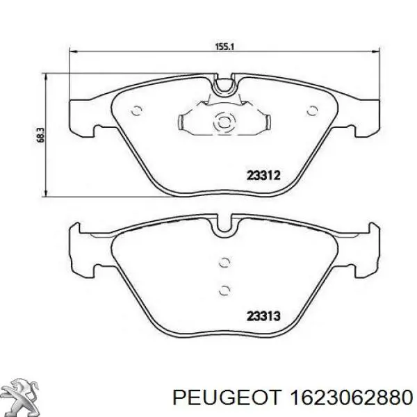 Колодки гальмові задні, дискові 1623062880 Peugeot/Citroen