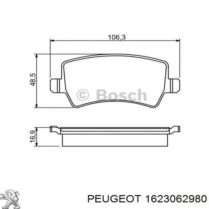 Задні гальмівні колодки Peugeot/Citroen 1623062980 ціна, від 32.87 USD