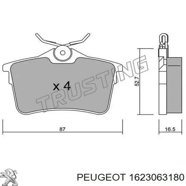 1623063180 Peugeot/Citroen колодки гальмові задні, дискові