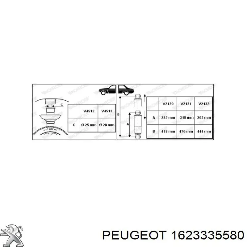 Амортизатор задній Peugeot/Citroen 1623335580 ціна, від 33.52 USD