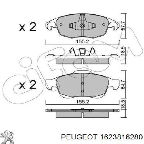 Купити 1623816280 Peugeot/Citroen Колодки гальмівні передні, дискові