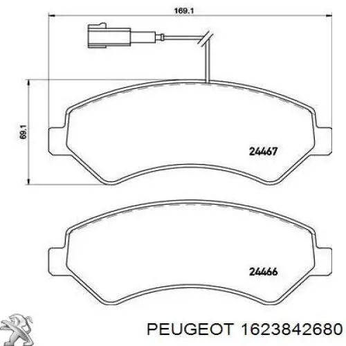 Передні тормозні колодки 1623842680 Peugeot/Citroen