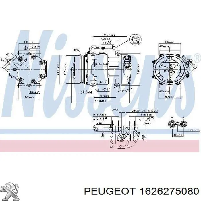 Компресор системи кондиціювання Peugeot/Citroen 1626275080 ціна, від 166.48 USD