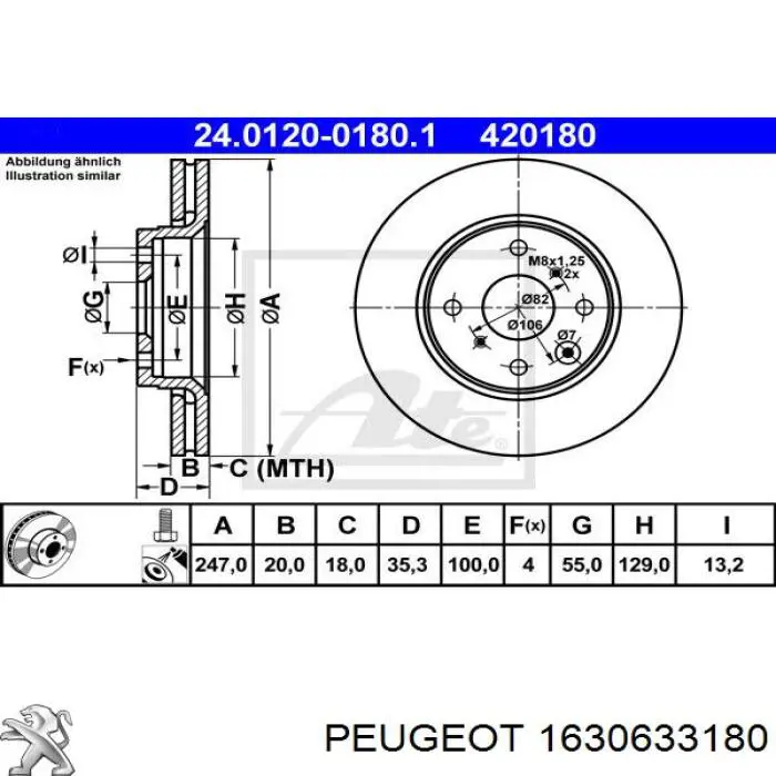 Купити 1630633180 Peugeot/Citroen Ротор гальмівний