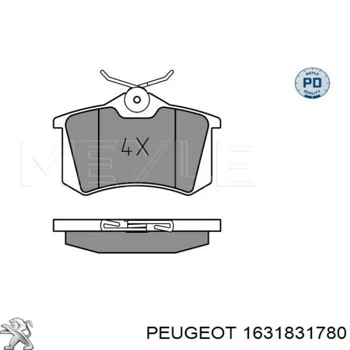 Задні гальмівні колодки 1631831780 Peugeot/Citroen