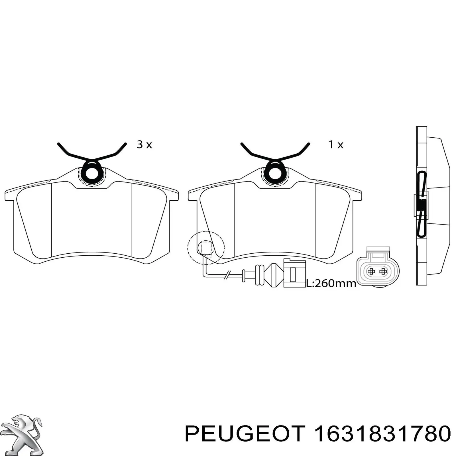 1631831780 Peugeot/Citroen Колодки гальмівні задні, дискові