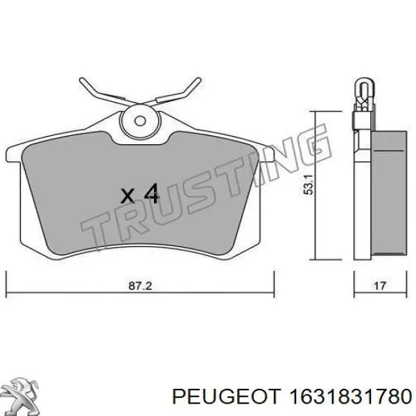 Купити 1631831780 Peugeot/Citroen Задні колодки