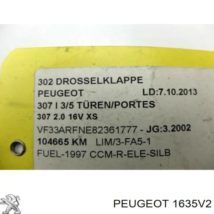 1635V2 Peugeot/Citroen дросільна заслінка в зборі