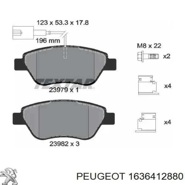 1636412880 Peugeot/Citroen Передні гальмівні колодки