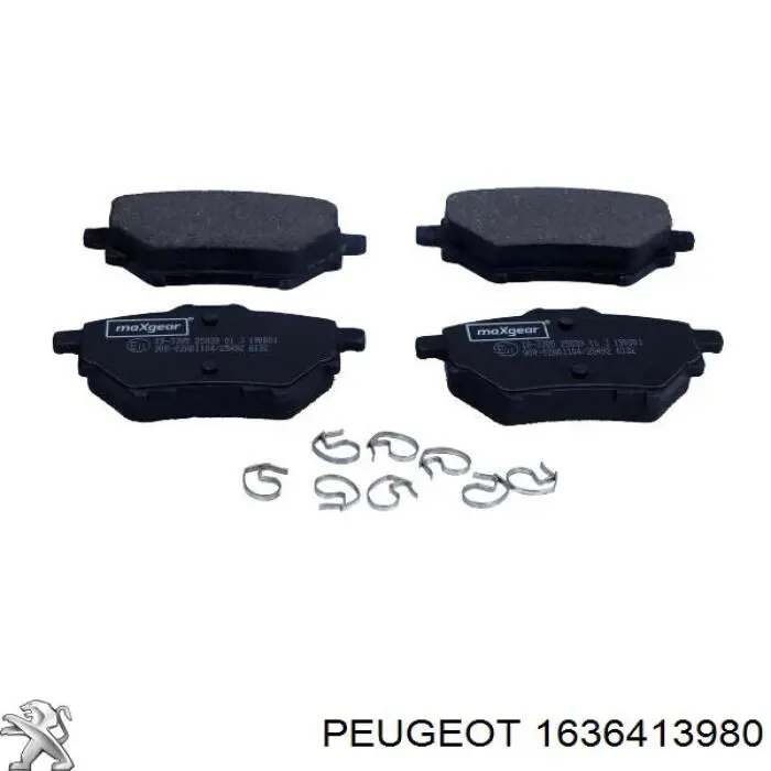 Задні гальмівні колодки 1636413980 Peugeot/Citroen