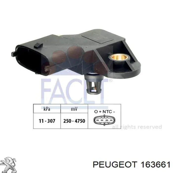 163661 Peugeot/Citroen датчик тиску наддуву (датчик нагнітання повітря в турбіну)