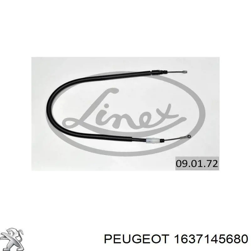 1637145680 Peugeot/Citroen Трос ручного гальма задній, правий/лівий