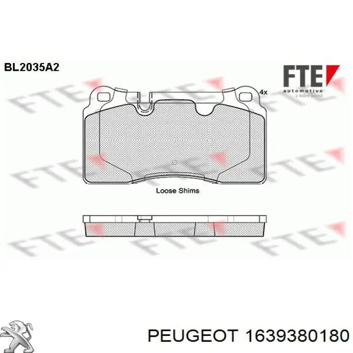 1639380180 Peugeot/Citroen Передні гальмівні колодки