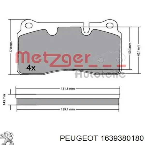 Колодки гальмівні передні, дискові 1639380180 Peugeot/Citroen