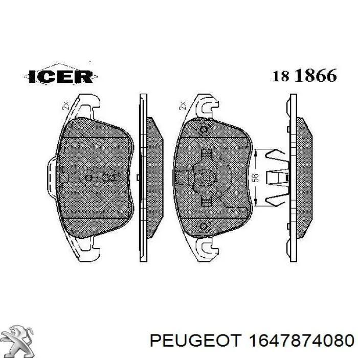 1647874080 Peugeot/Citroen Передні гальмівні колодки