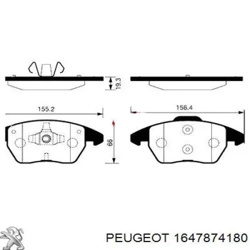 Гальмівні колодки Peugeot/Citroen 1647874180 ціна, від 37.42 USD