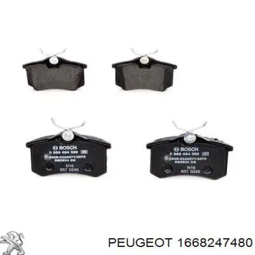 Задні гальмівні колодки 1668247480 Peugeot/Citroen