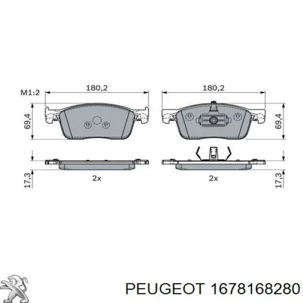 Передні тормозні колодки 1678168280 Peugeot/Citroen