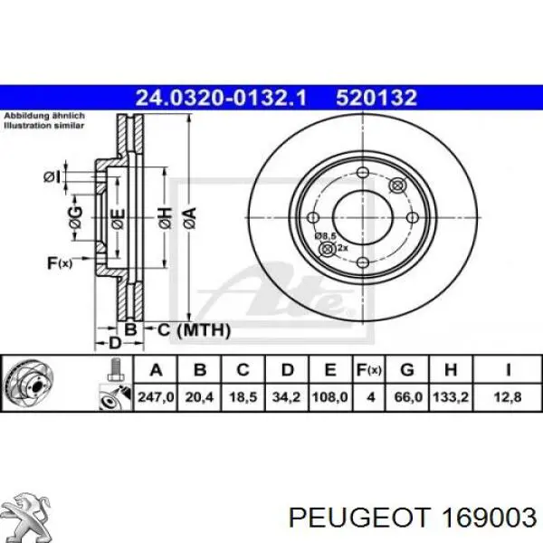Гальмівні диски передні 169003 Peugeot/Citroen