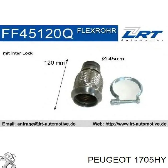 1705HY Peugeot/Citroen труба приймальна (штани глушника, передня)