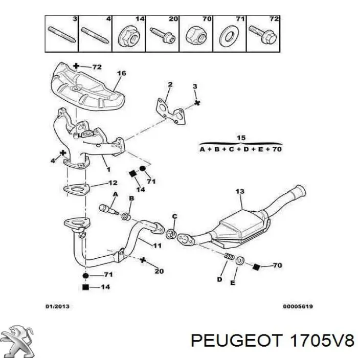 Труба приймальна (штани) глушника, передня Peugeot 306 (7E) (Пежо 306)