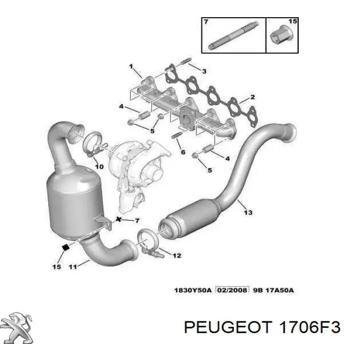 Труба приймальна (штани) глушника, передня Peugeot/Citroen 1706F3 ціна, від 63.37 USD