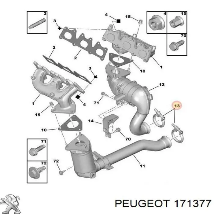 171377 Peugeot/Citroen зєднувальний хомут випускного колектора
