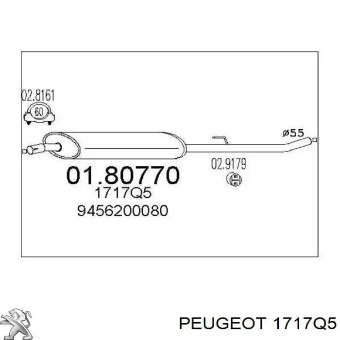 Купити 1717Q5 Peugeot/Citroen Вихлоп