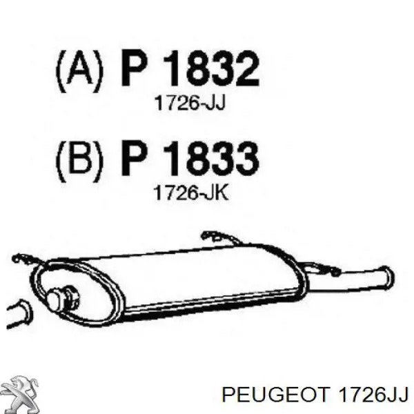 1726JJ Peugeot/Citroen глушник, задня частина