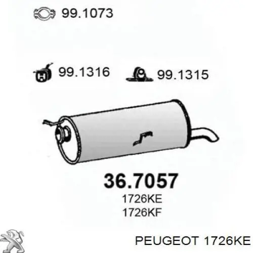 Вихлопна труба Peugeot/Citroen 1726KE ціна, від 58.73 USD