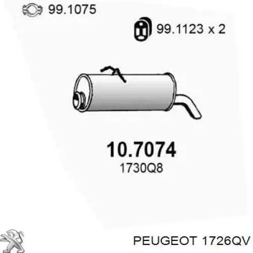 Вихлоп Peugeot/Citroen 1726QV ціна, від 57.01 USD