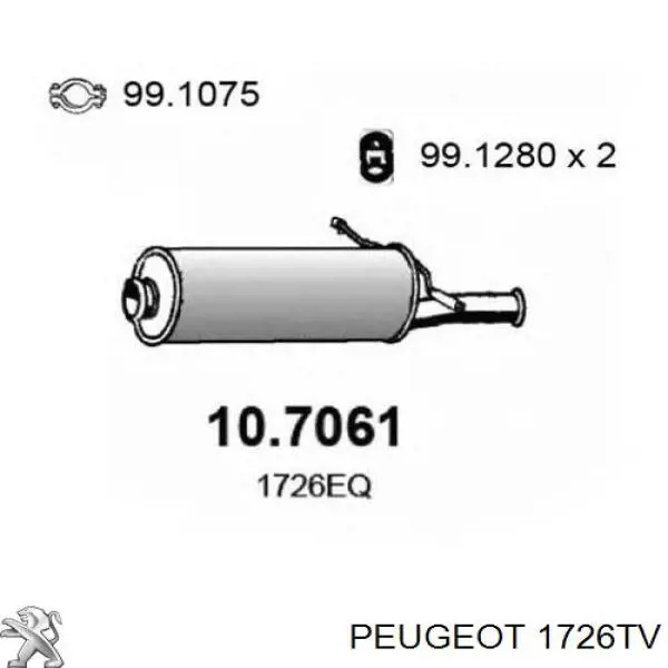Вихлоп Peugeot/Citroen 1726TV ціна, від 60.10 USD