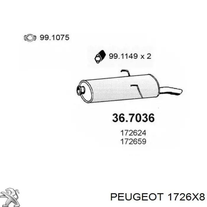Вихлопна труба Peugeot/Citroen 1726X8 ціна, від 52.37 USD