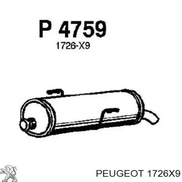 Глушник, задня частина 1726X9 Peugeot/Citroen