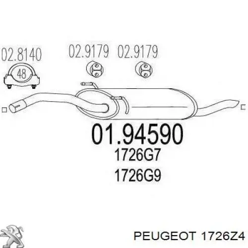 1726Z4 Peugeot/Citroen Глушник, задня частина