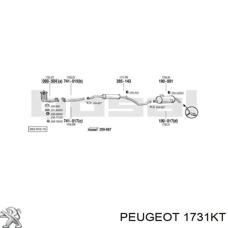 Конвертор-каталізатор (каталітичний нейтралізатор) Peugeot/Citroen 1731KT ціна, від 272.75 USD