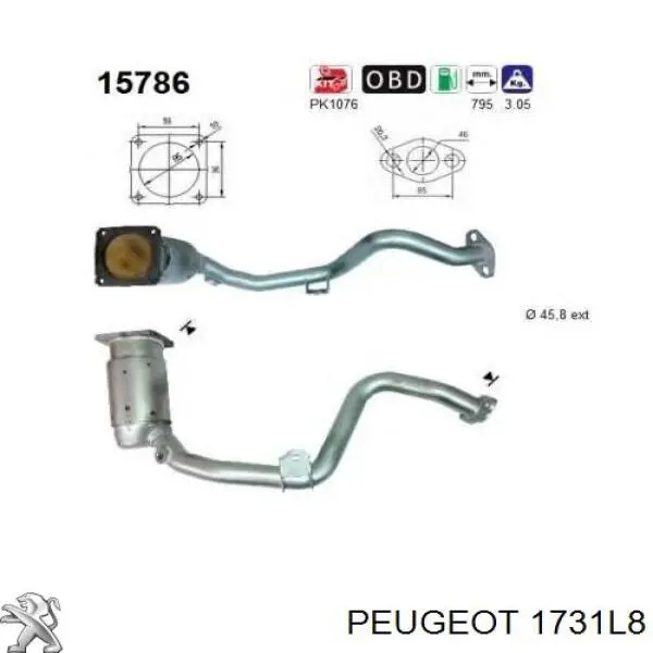 Купити 1731L8 Peugeot/Citroen Перетворювач відпрацьованих газів