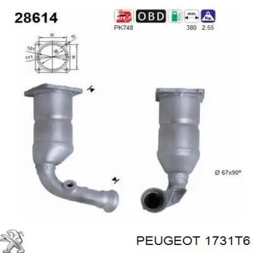 Купити 1731T6 Peugeot/Citroen Перетворювач відпрацьованих газів