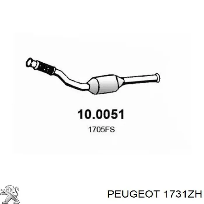 1731ZH Peugeot/Citroen конвертор-каталізатор (каталітичний нейтралізатор)